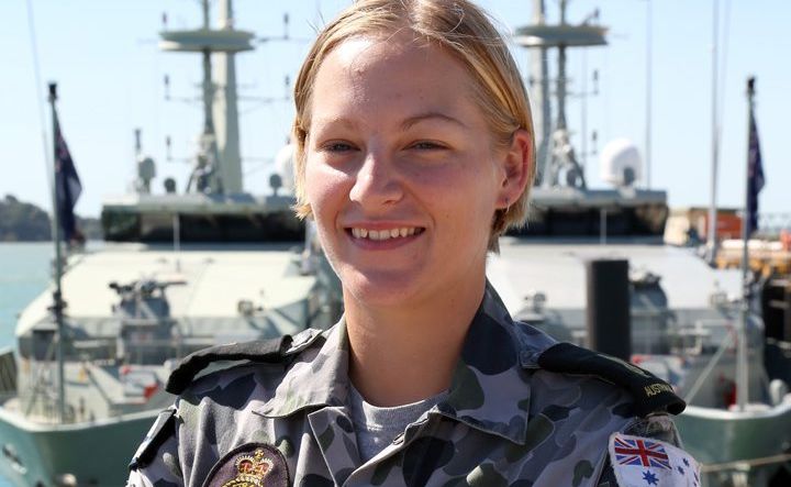 Able Seaman Boatswains Mate Jenna Assenbruck from Warwick, Queensland on board HMAS Glenelg.